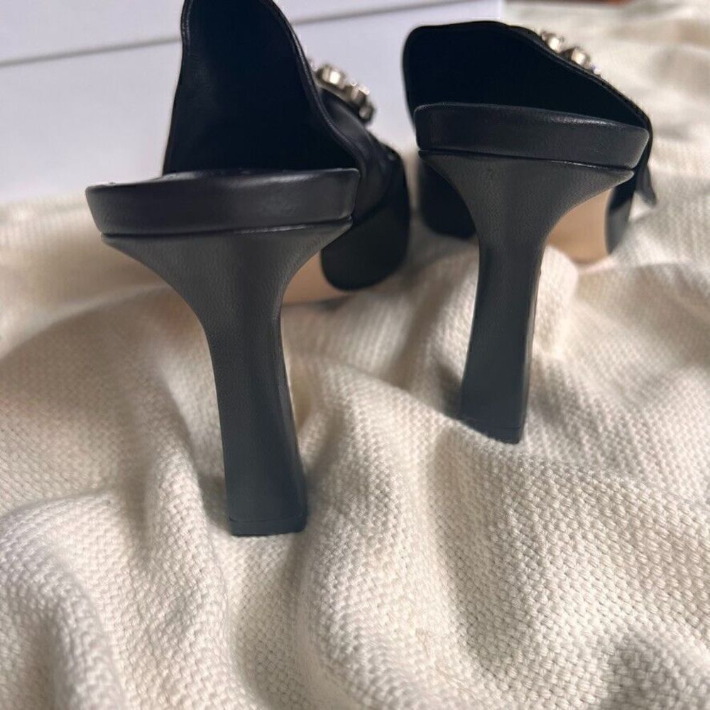 Manolo Blahnik Capitana Leather Buckle Mules Black 36 NEW - Picture 7 of 14